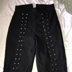 XS Black bandage lace up leggings
